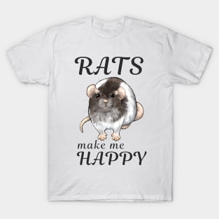 Rats make me happy - Black hooded ver. T-Shirt